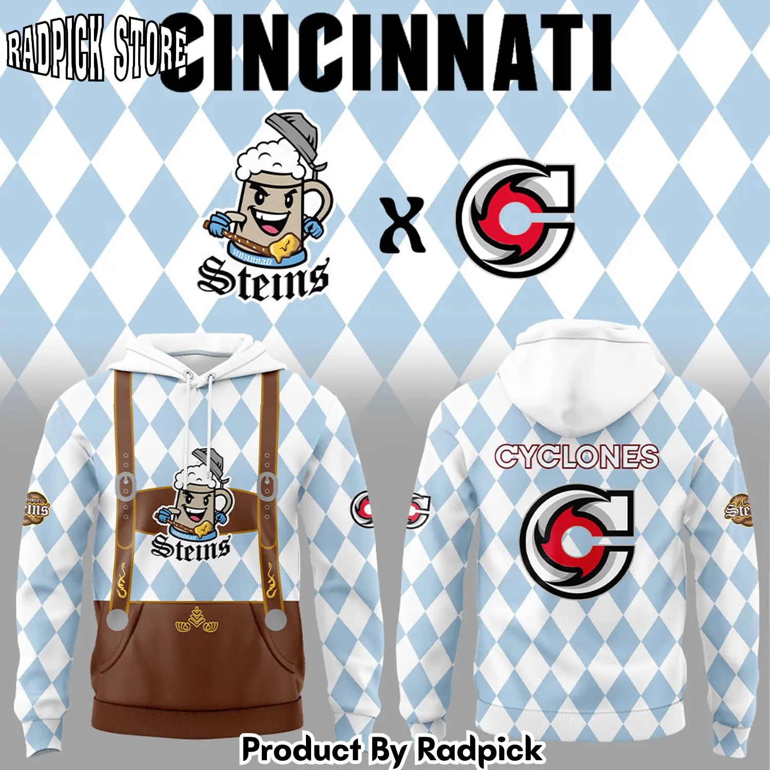 Cincinnati cyclones zinzinnati steins hoodie joggers hoodie and long pants set rp291859